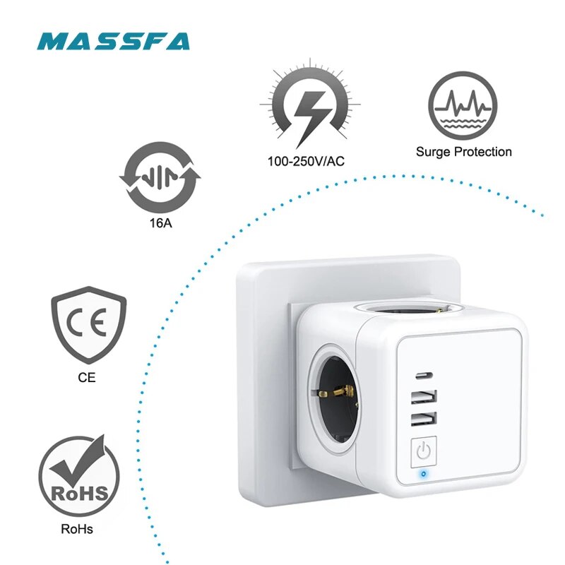 Outdoor Usb Power Strip - MASSFA 4 Eu AC Outlets Power