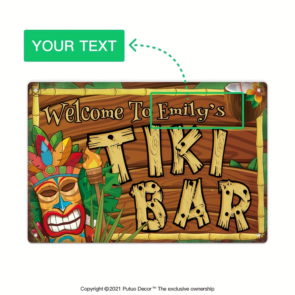 Outdoor Power Bar - Custom Decor Tiki Bar Sign, Personalized