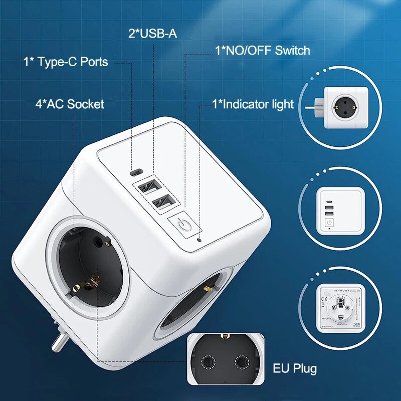 MASSFA 4 Eu AC Outlets Power S - огляд і ціна Outdoor Usb Power Strip