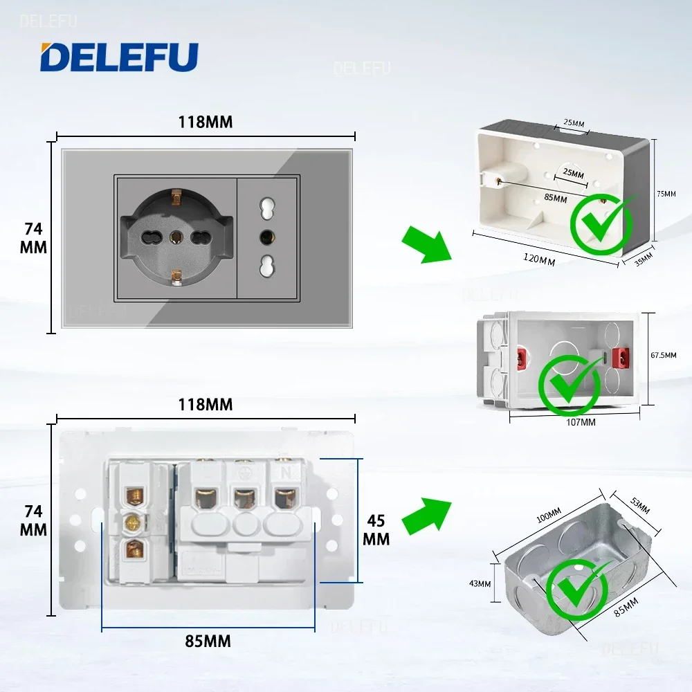 DELEFU Grey Tempered Glass Ita - огляд і ціна Outdoor Usb Power Strip