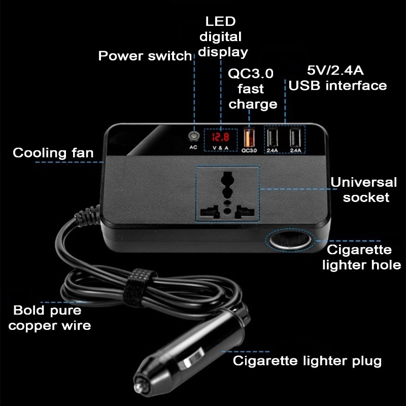 200W Portable Car Inverter Car - огляд і ціна Outdoor Usb Power Adapter