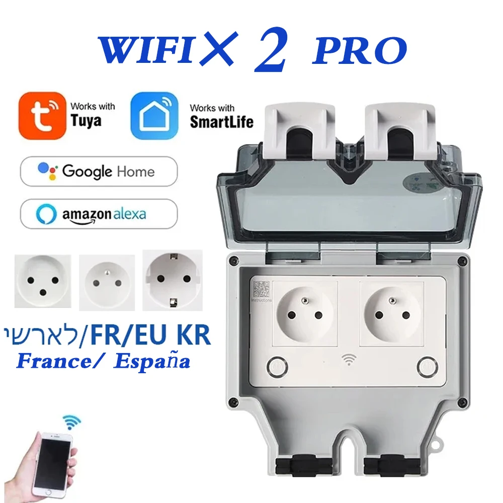 EU FR smart Tuya Waterproof El - огляд і ціна Outdoor Power Outlet With Remote Control